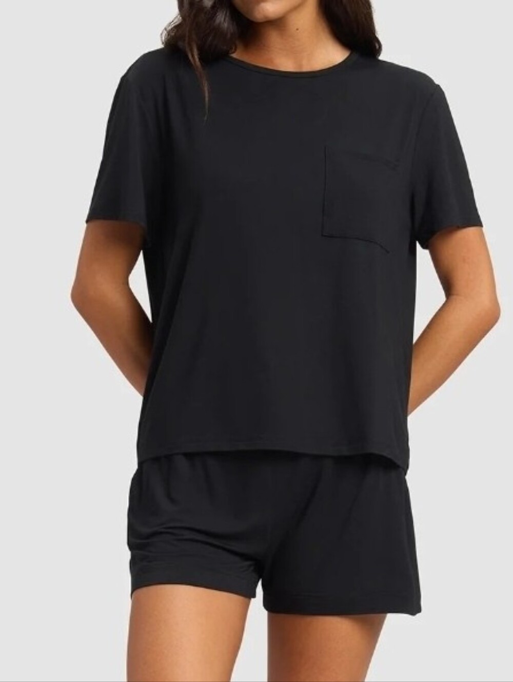 Cozy Earth Women's Black Bamboo Stretch Knit Tee Size XL NWT